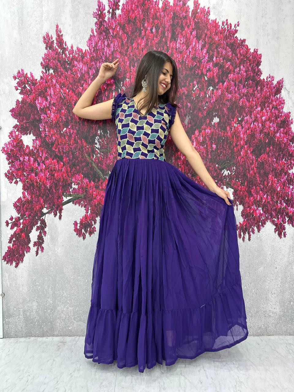 Pc 468 Faux Georgette With Heavy Embroidery Work Gown Wholesalers In Delhi
